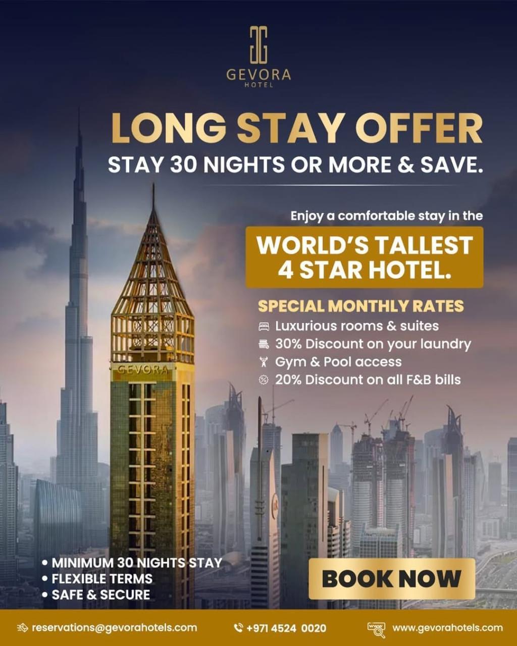 Monthly Rates.  Gevora Hotel Dubai